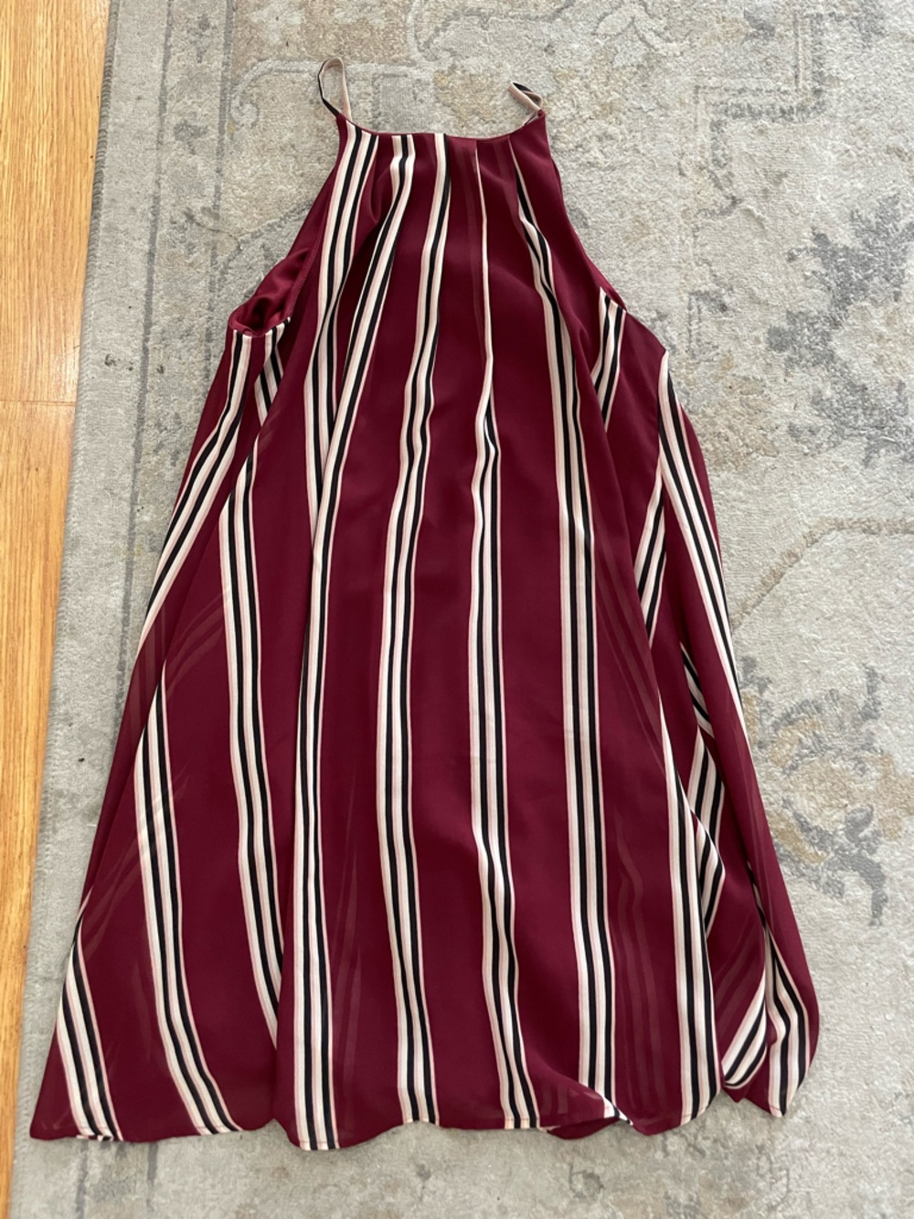 Blue Rain Burgundy Striped Halter Dress